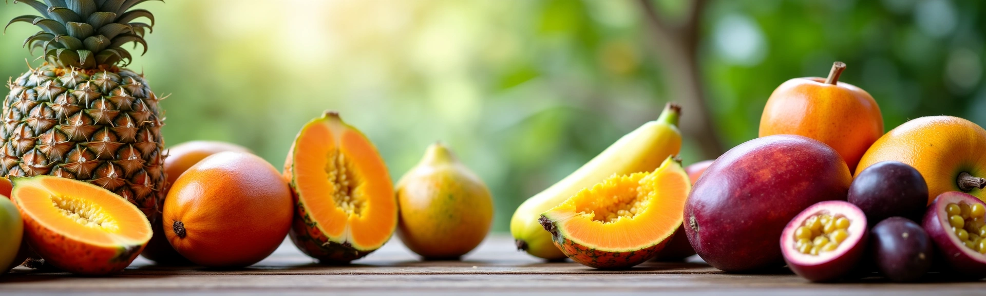 Frutas tropicales frescas y coloridas