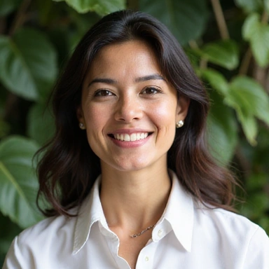 Persona bebiendo un batido verde saludable en un entorno tropical